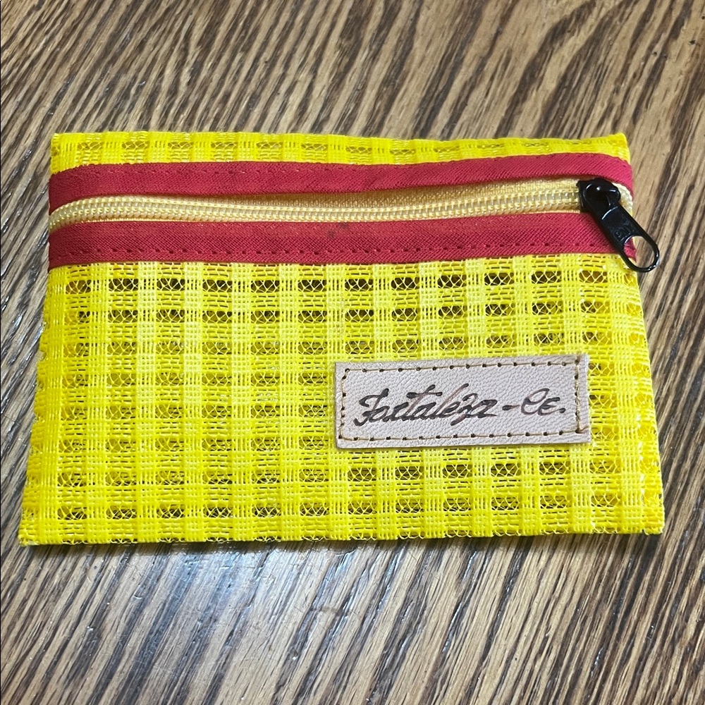 Foxtaleza yellow and Red Mesh Cosmetic Bag